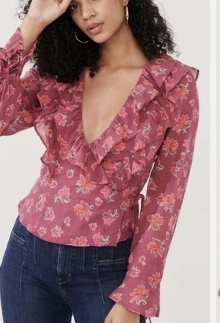 Free People Amanda Ruffle Wrap Top (L) - Picture 2 of 11